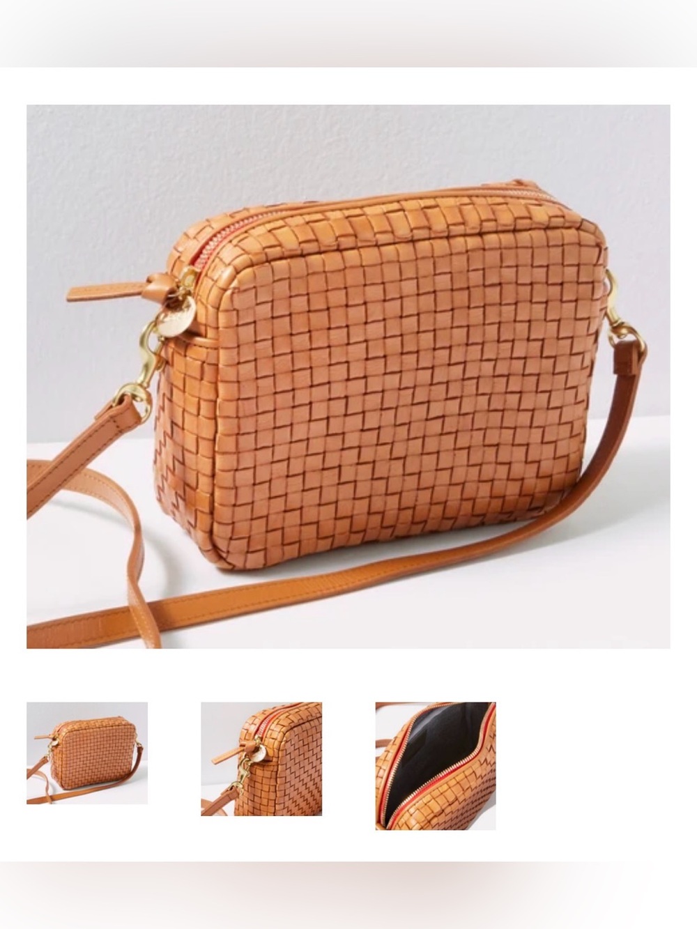 NWT CLARE V midi sac - Woven Crossbody Bag in Tan - suede/ leather Shoulder Bag